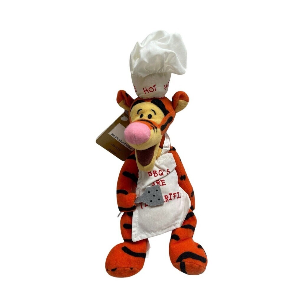 Disney Store June Tigger BBQ Grill Chef Cook Plush Stuffed Animal 9” Bean Bag